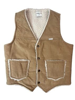 Vintage Sedgefield Corduroy & Sherpa Vest Mens Medium Tan Snap Cowboy Western